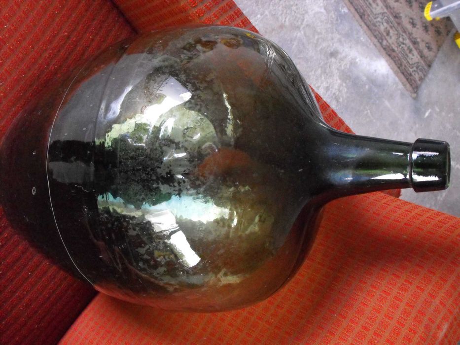 Stary gąsior PRL 20 L. zielone szkło balon na wino butla baniak antyk