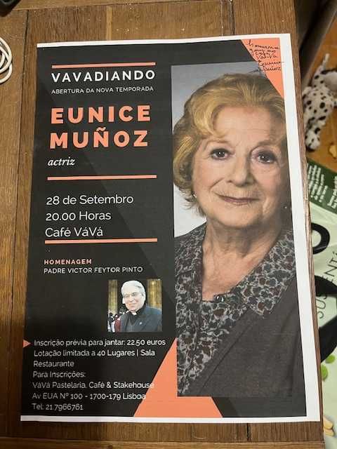 Cartaz de tertulia no Vává com assinatura original de Eunice Muñoz