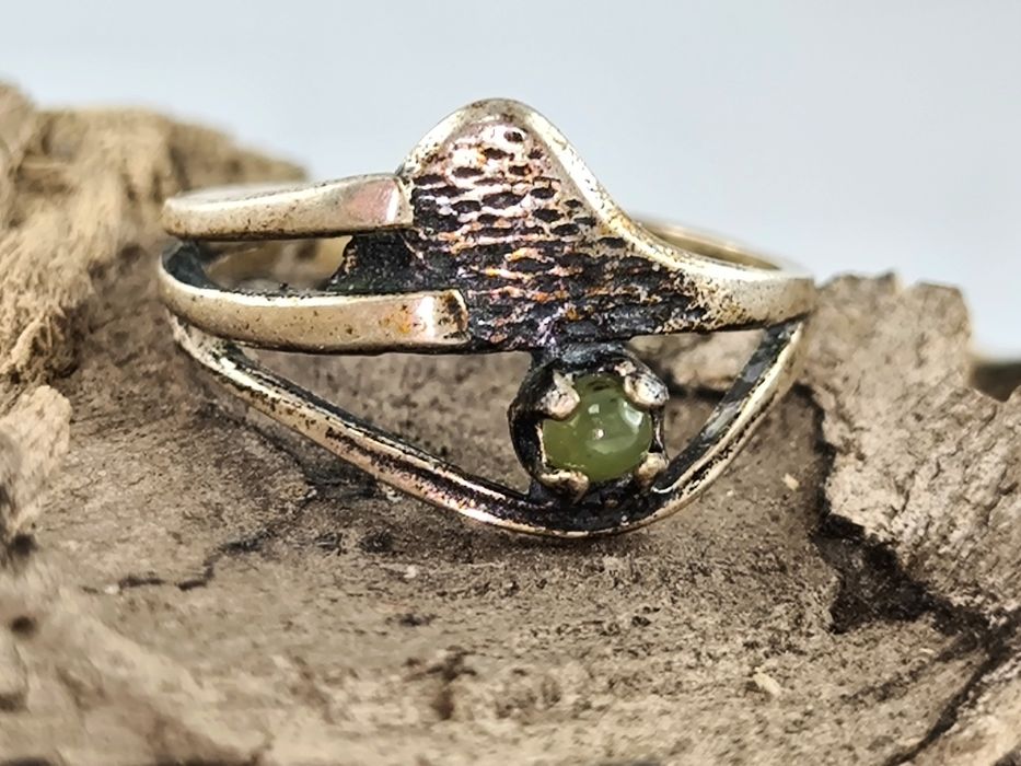 Warmet - RESOVIA Srebrny PIERŚCIONEK z Zielonym Kamieniem P800 z Metką