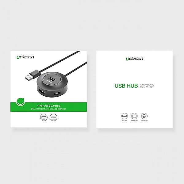 Ugreen HUB 4w1 USB-A - 4xUSB-A 2.0/480Mb/s 1m czarny (CR106)