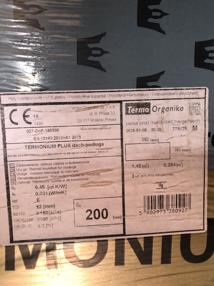 Styropian grafitowy frezowany 20 cm 4paczek