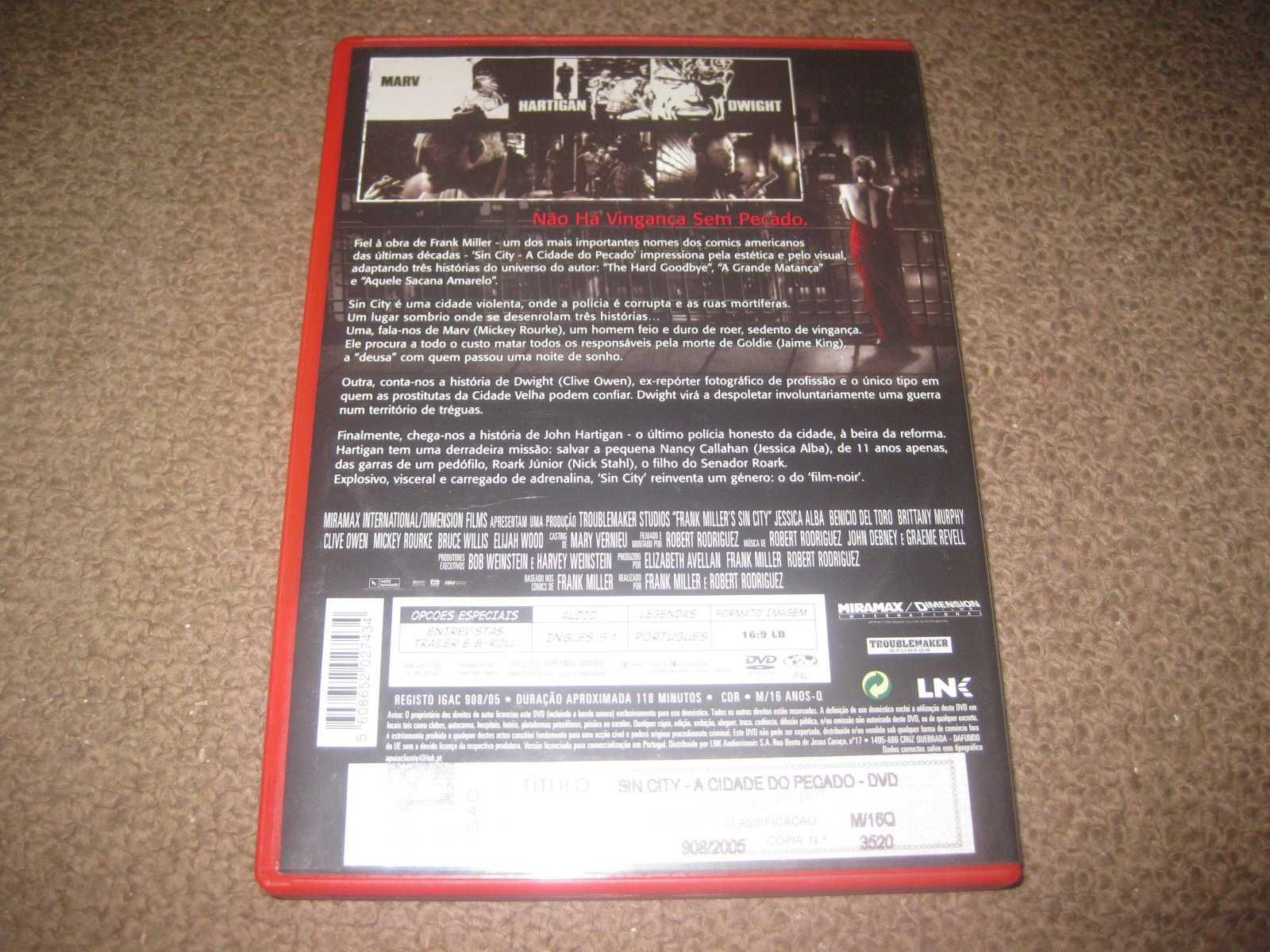 DVD "Sin City- A Cidade do Pecado" com Mickey Rourke