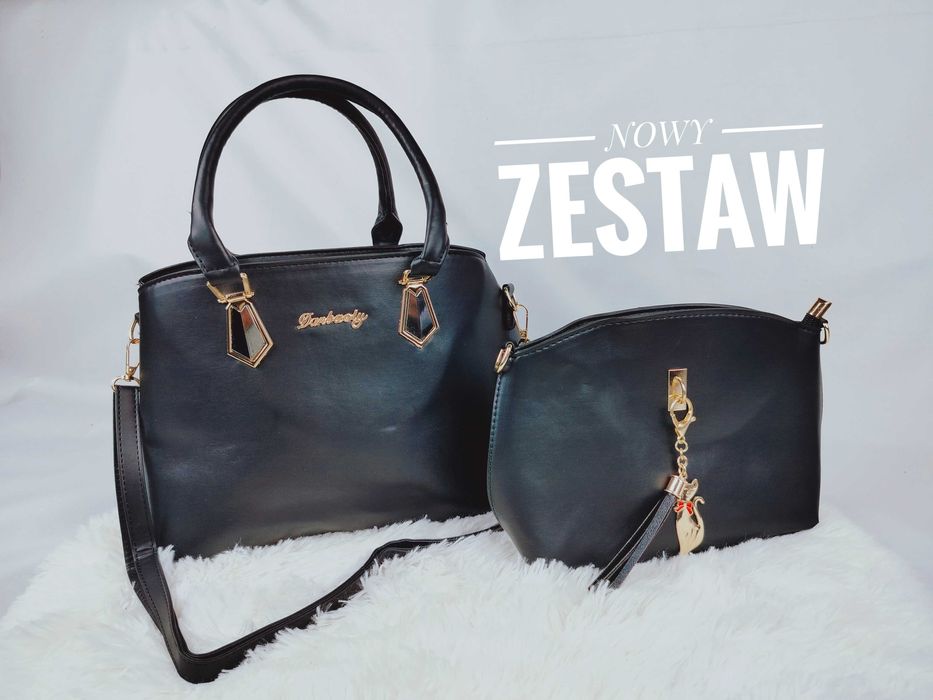 Nowy zestaw torebek w kolorze czarnym do ręki i na ramię
