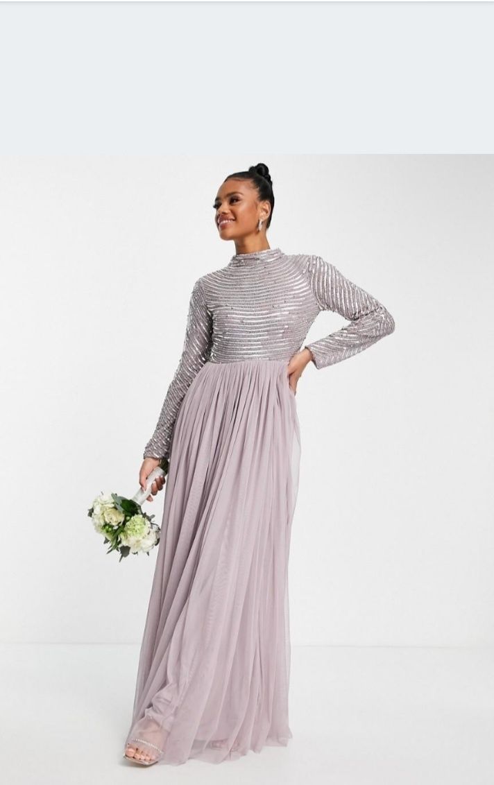 Suknia wieczorowa sukienka maxi  cekiny wesele sylwester s 38 asos