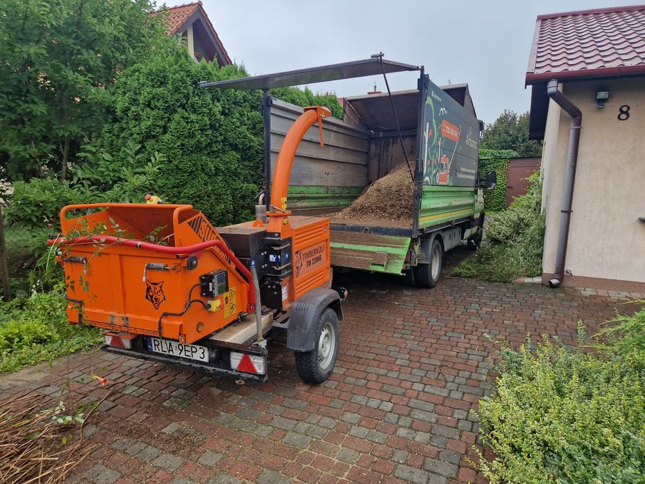 Wycinka drzew i krzewów, usługi rębakiem, usługi glebogryzarką, zwyżka