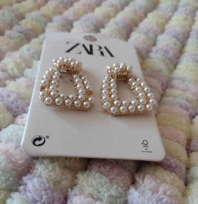 ZARA/ Bogato zdobione kolczyki ślubne z Madrytu, perły, NOWE
