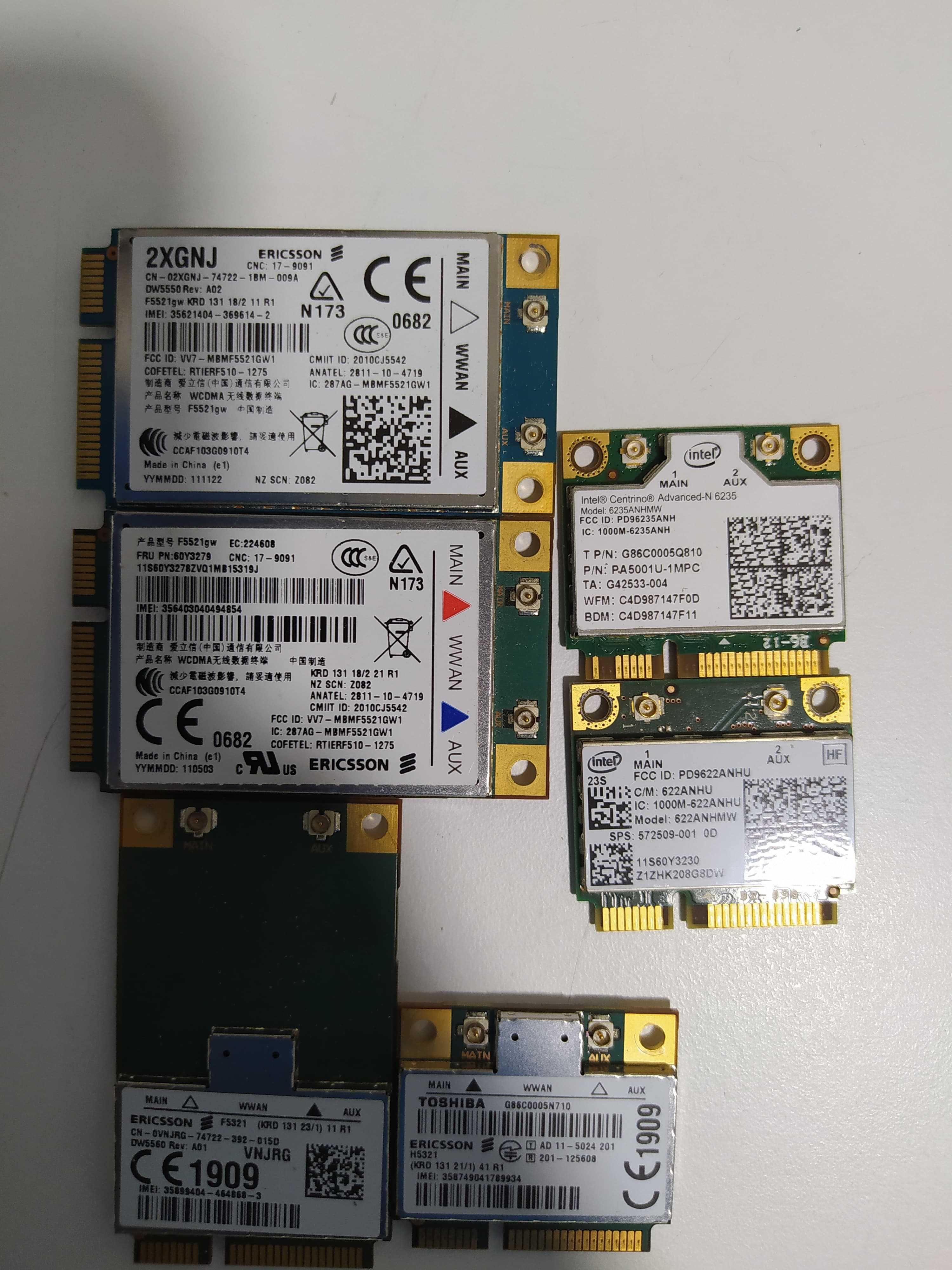 Placas PCI WWAN e WLAN 3G para portátil seminovas