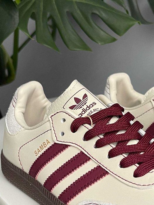 Кросівки Adidas Samba OG Wonder White Maroon premium