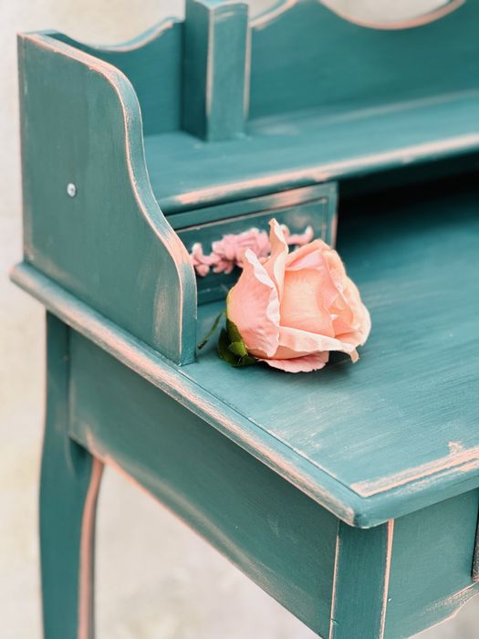 Toaletka z lusterkiem, zielona, GRATIS stołek