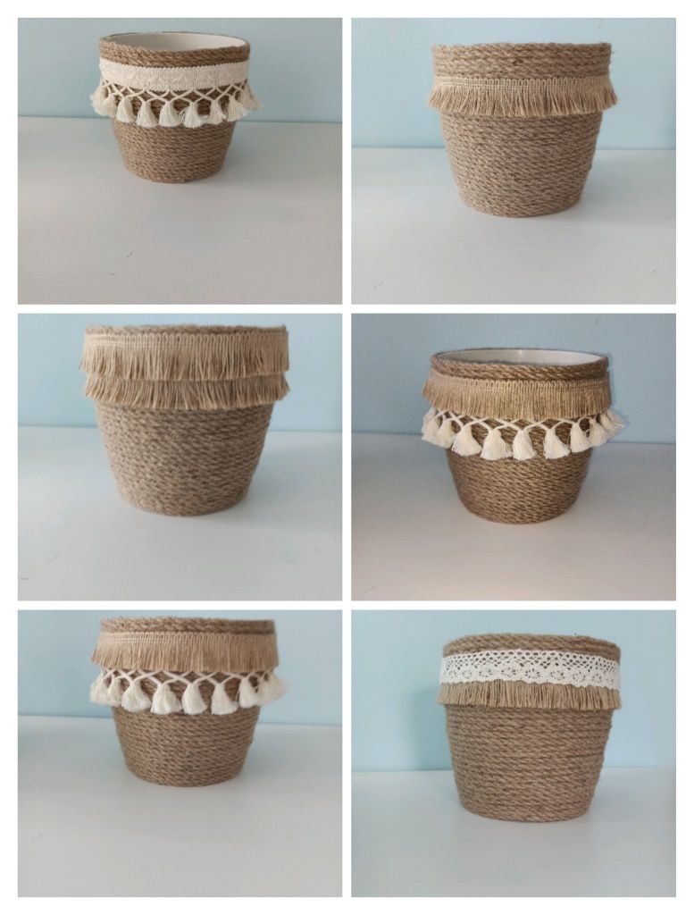 Doniczka osłonka 2w1 w stylu Boho. Średnica 17 cm