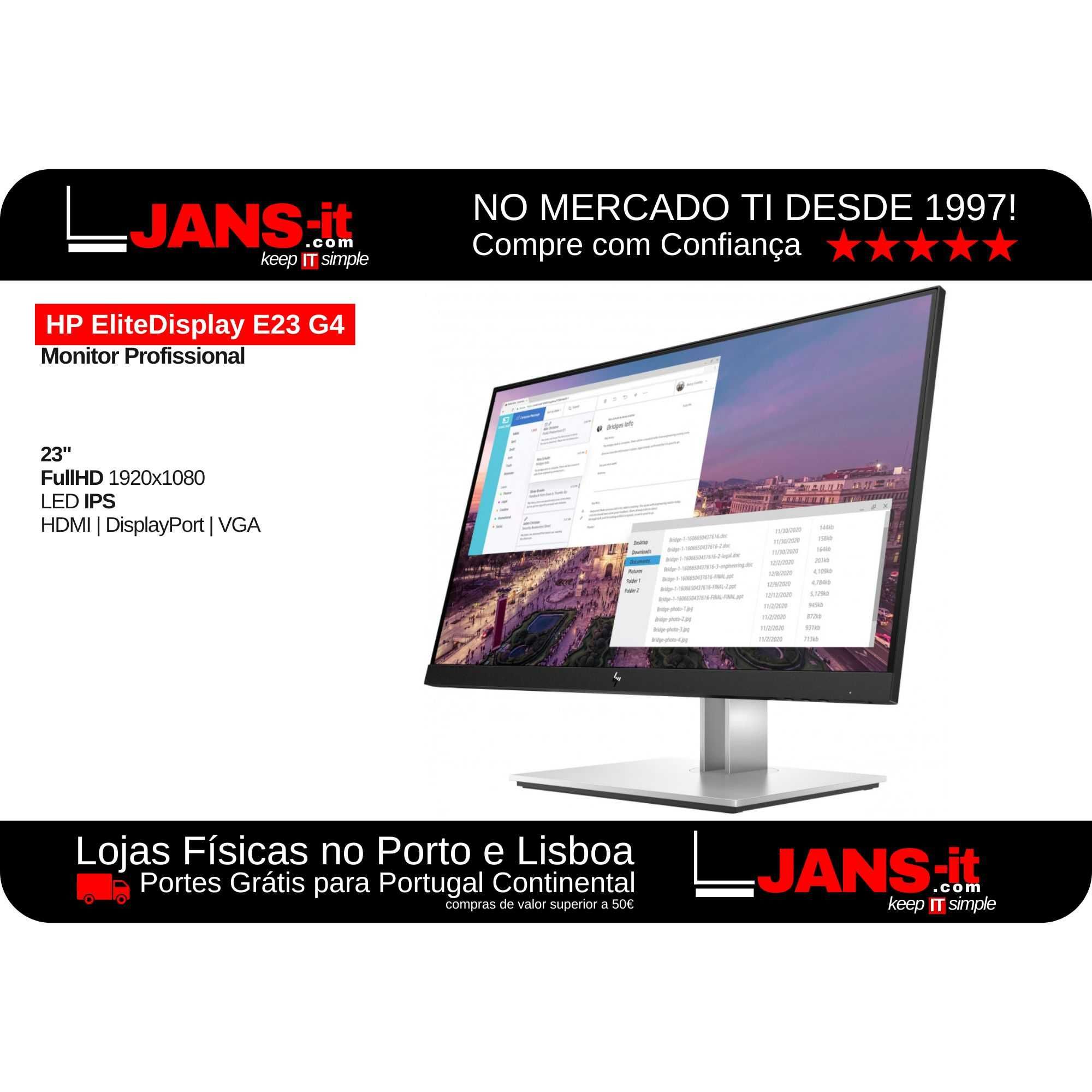 Monitor HP EliteDisplay E23 G4 | 23" | 16:9 | 1920x1080 FullHD | 60Hz