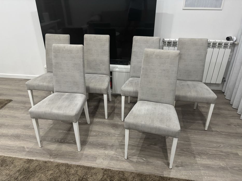 6 cadeiras tecido cinza