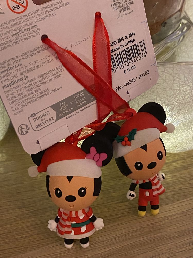 Adornos de Natal Minnie e Mickey - Disneyland Paris