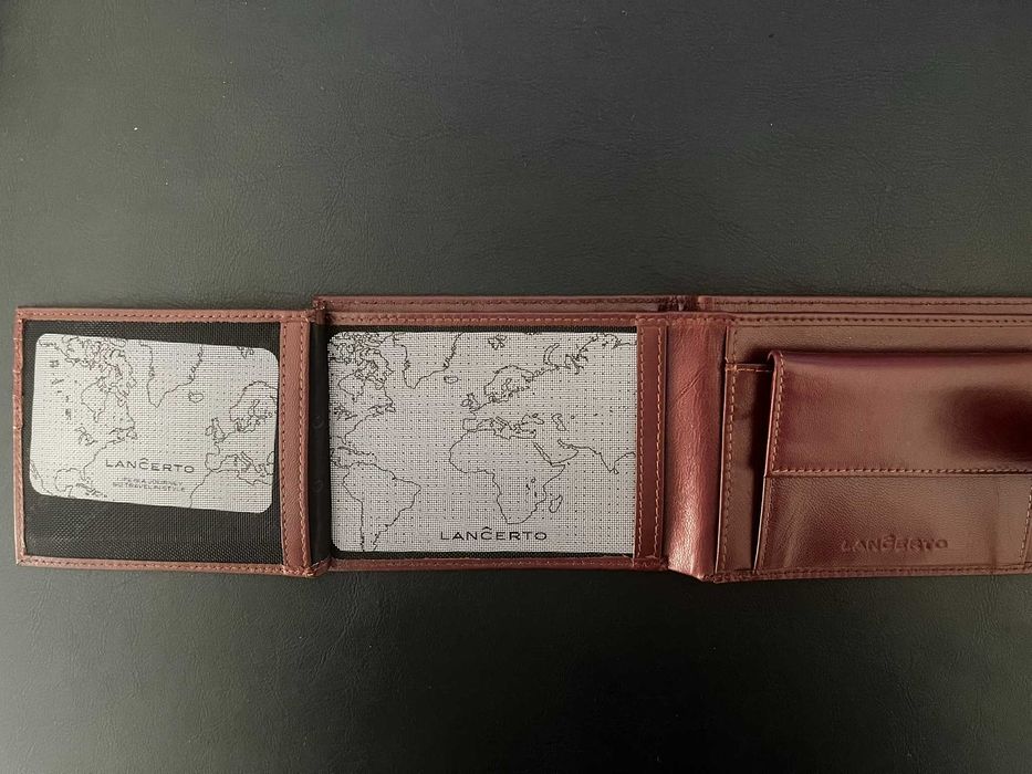 Portfel Męski Skórzany Bordowy RFID