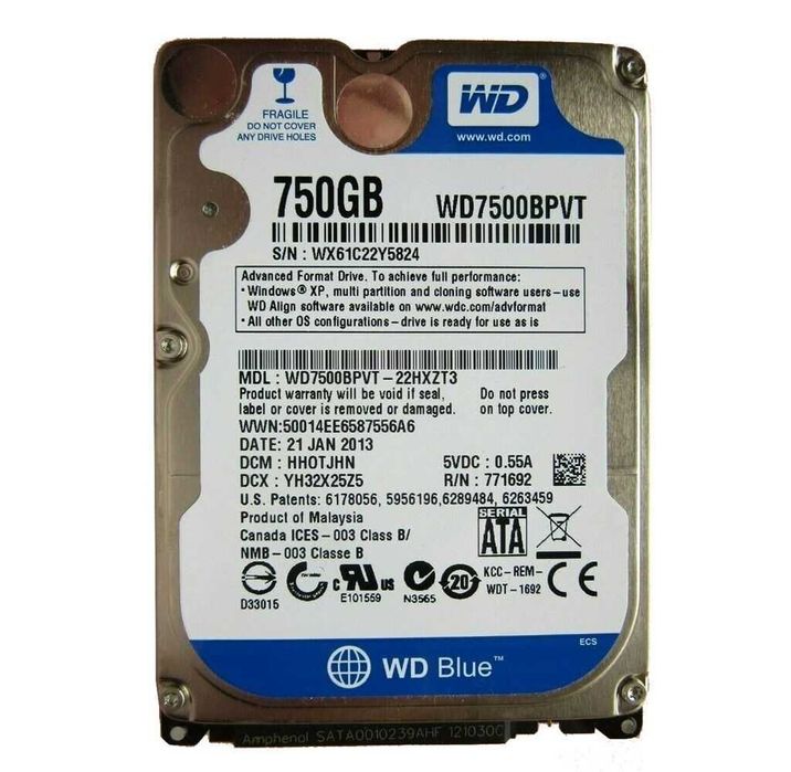 Жорсткий диск – Western Digital 750GB "(WD7500BPVT)" 5400RPM/8MB! 2.5"