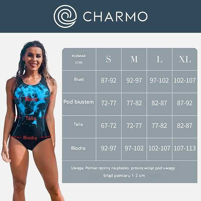 Charmo Strój kąpielowy jednoczęściowy sportowy wyszczuplający - S