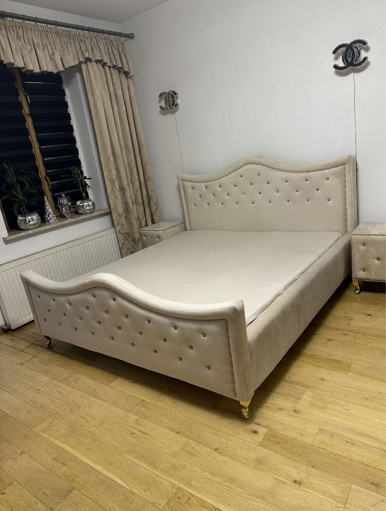 Łóżko w stylu Glamour 180×200 z pojemnikiem na pościel