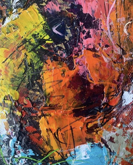 Картина з акрилу, яскравий абстрактний натюрморт.