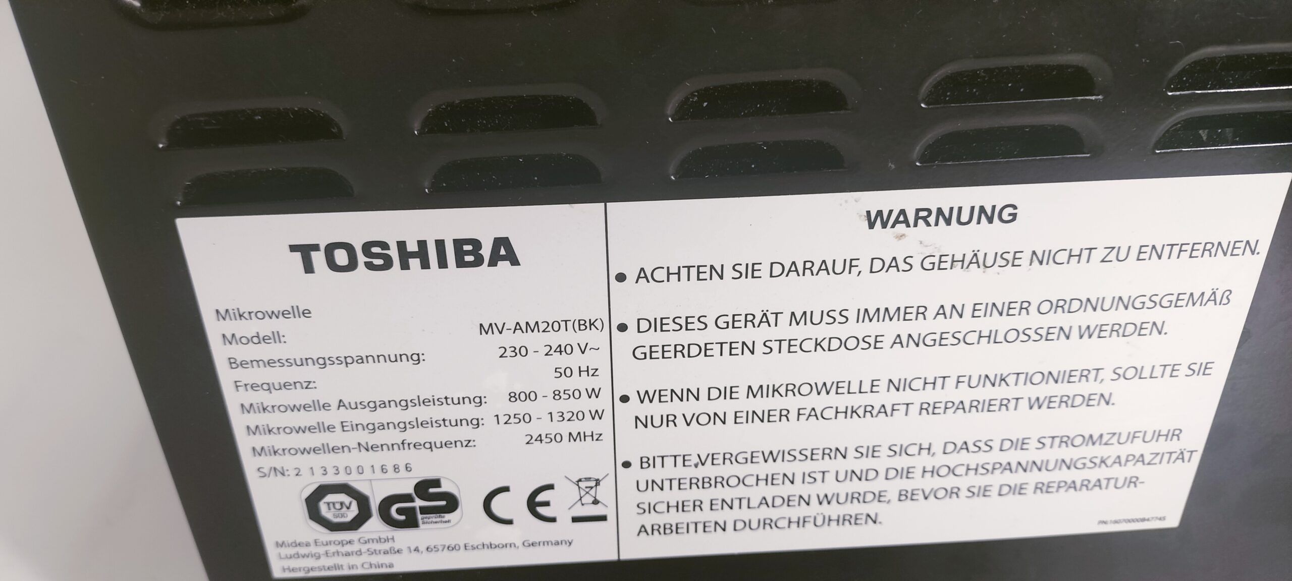 Toshiba MV-AM20T(BK) Kuchenka mikrofalowa, 20 l, 800 W