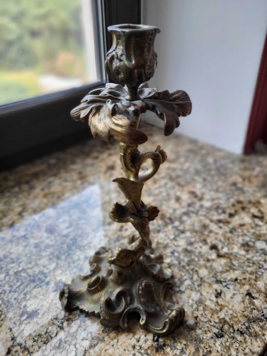 Dwa piękne świeczniki mosiężne stylowe