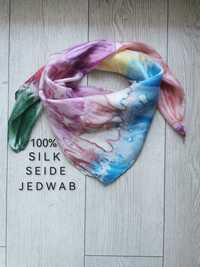 Jedwabna apaszka - tie dye zielony róg