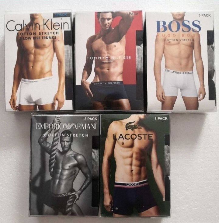 Nowe Bokserki Męskie 3pak CK Tommy Boss Armani Gucci Versace