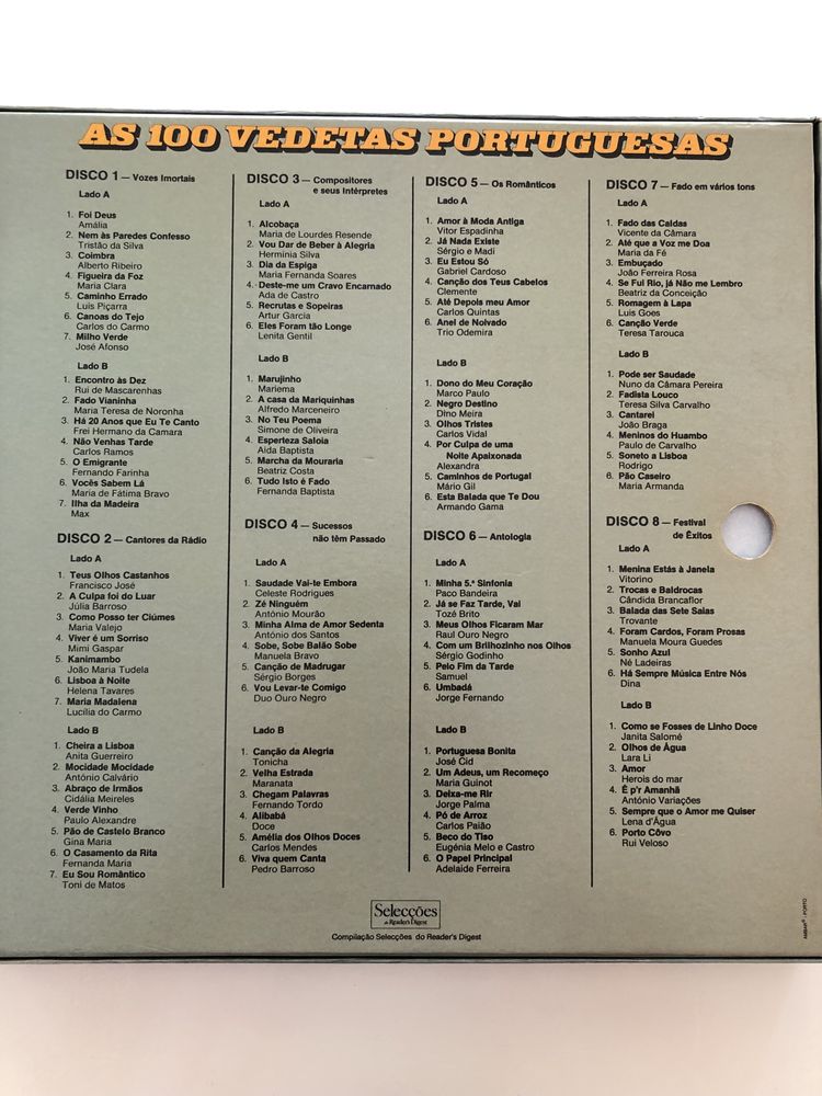 Coleção antiga 8 discos vinil “As 100 vedetas Portuguesas”