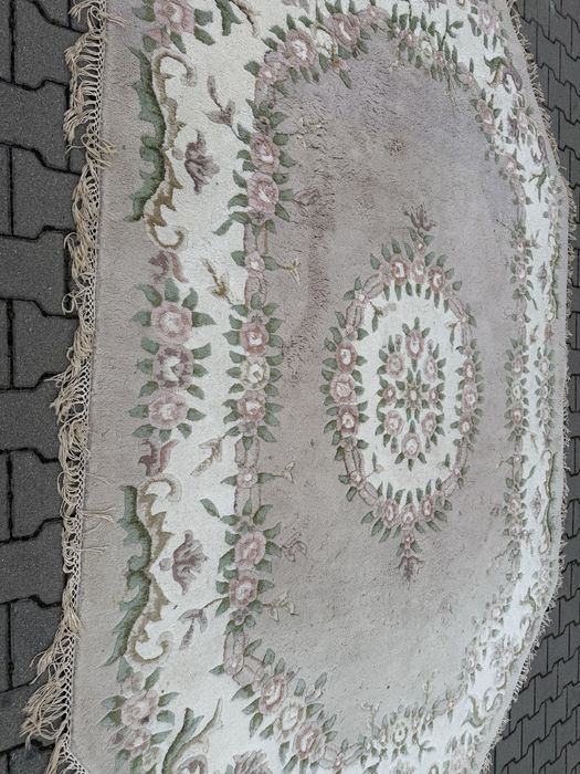 Dywan wełniany ośmiokątny 300×200 cm – pastelowy, kwiatowy,