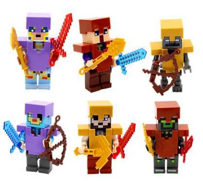 Figurki MINECRAFT Zestaw Zabawka Figurka x 6 Steve Zombie Akcesoria