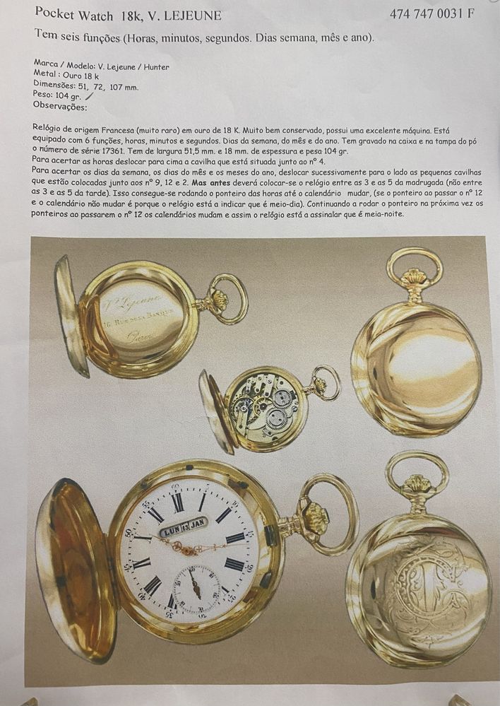 Relogio Ouro V. LEJEUNE