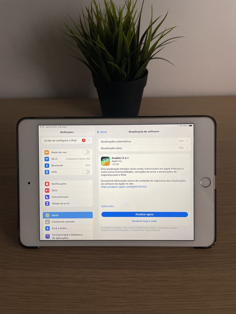 Ipad Mini 5 (64Gb) | Branco | iPadOS 17.4.1 - Ótimo Estado