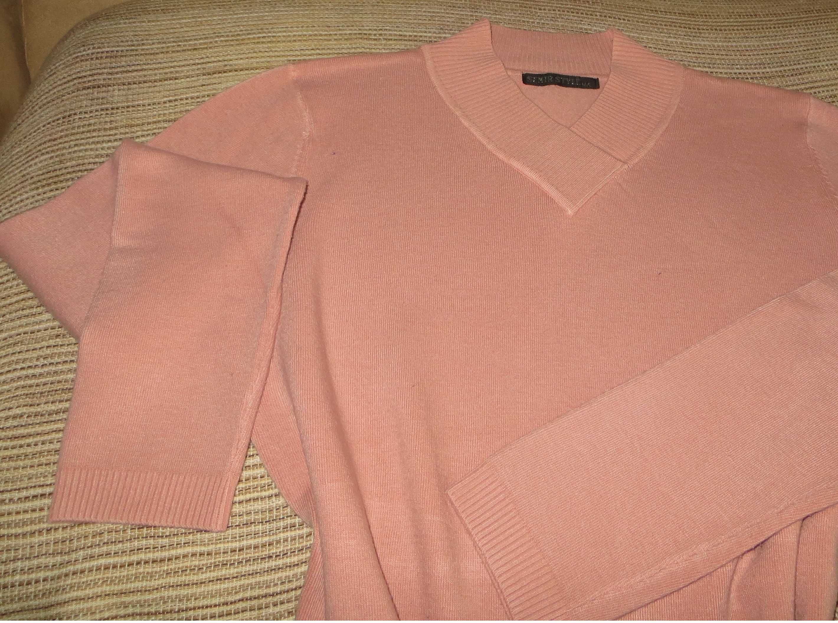 Camisola malha, Rosa, Tam. 38 M/L - Decote bico - Estado impecável