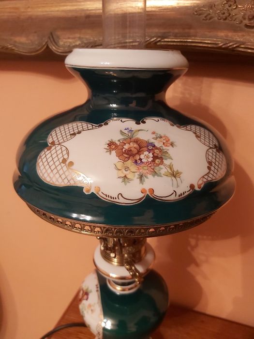 Piękna angielska lampka nocna porcelanowa XXw.