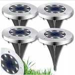 4 x Lampa solarna wbijana ogrodowa najazdowa LED gruntowa srebrna zest
