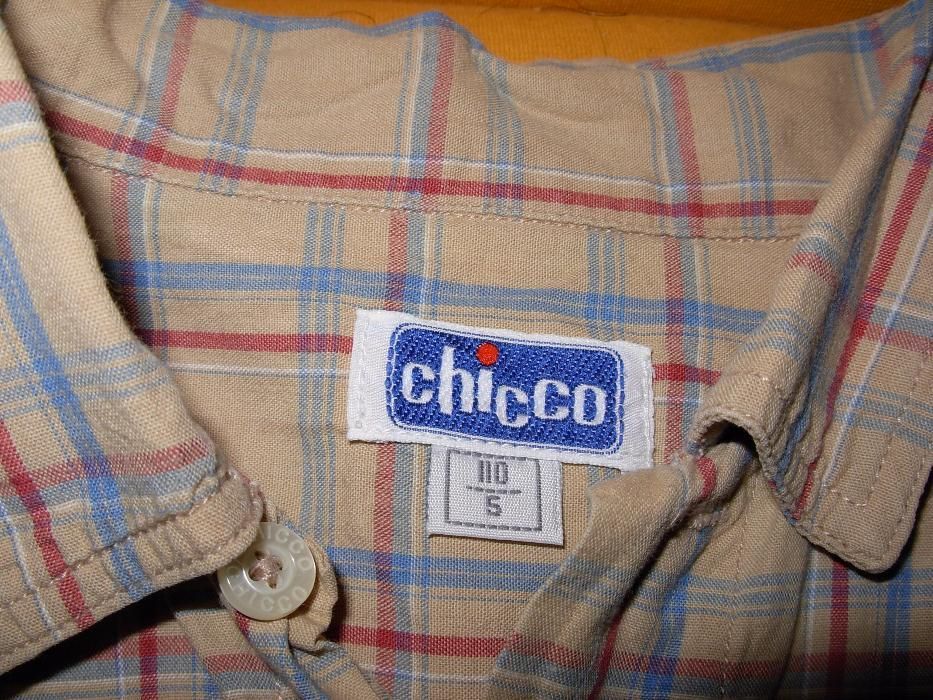 Camisa Chicco 5 anos quadriculada unisexo + T'shirt Chicco azul 5 anos