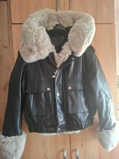 Kurtka skórzana kożuszkiem ,  kożuszek odpinany