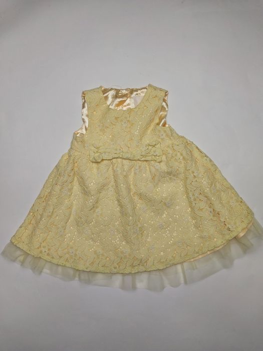 Sukienka niemowlęca, koronkowa, żółta