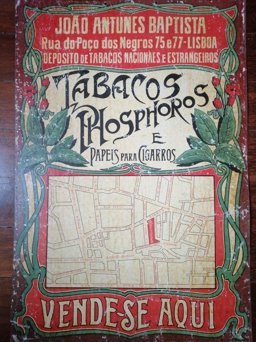 Placa publicitária antiga - tabacos