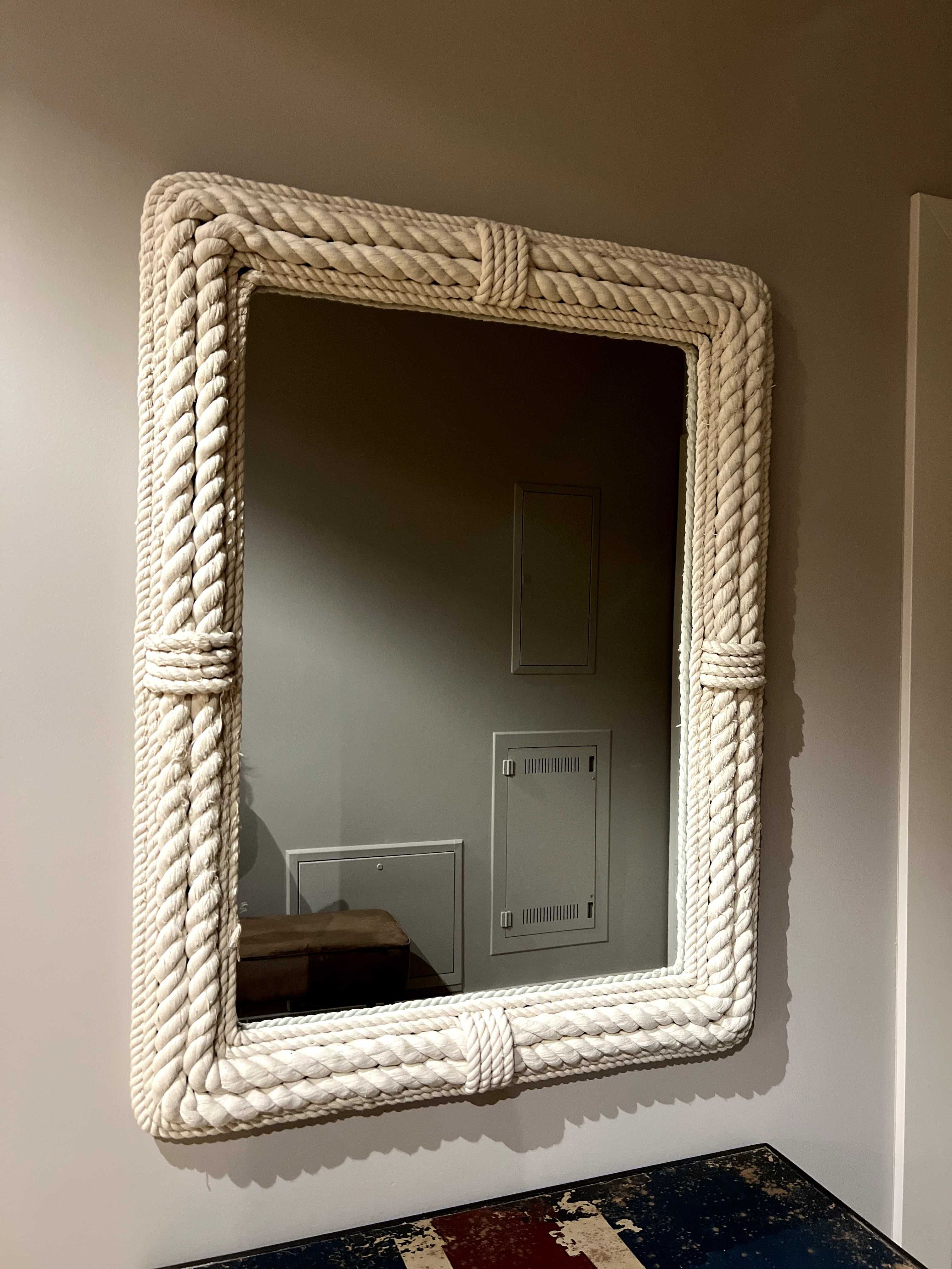 Lustro ścienne ręcznie robione żeglarskie Coastal White Rope 80 x 100