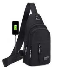 Bolsa Crossbody -Unissexo (ombro, costas ou frontal) USB charge, preta