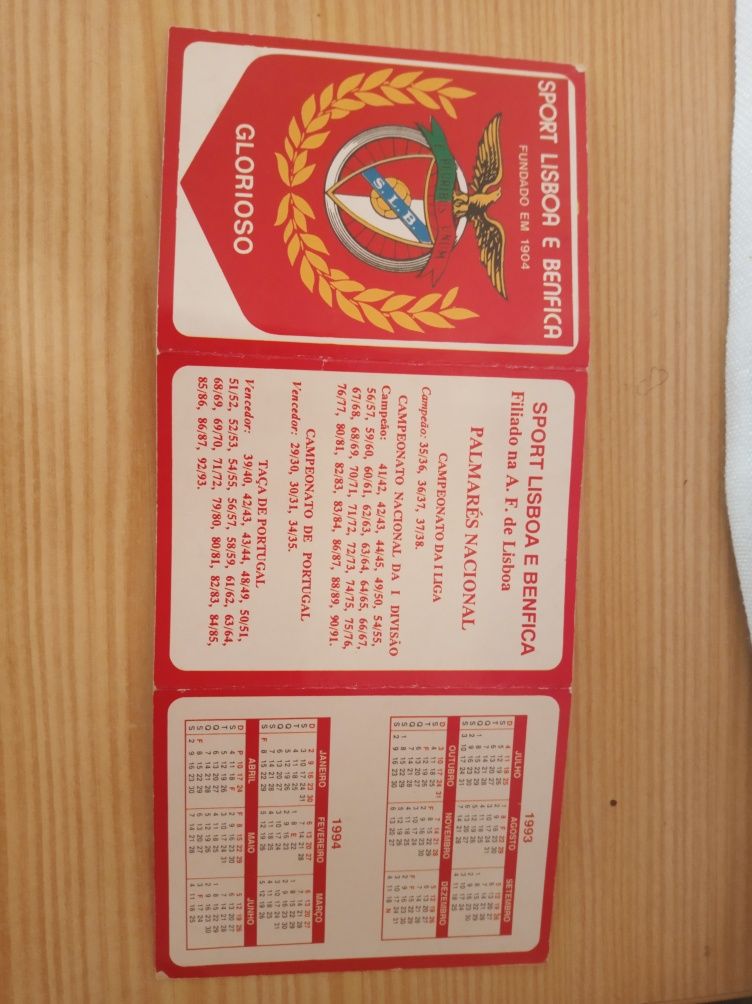 Calendário Benfica do Campeonato Nacional 93-94