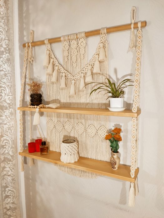 Поличка настінна (Макраме, Декор, Бохо, подарунок, панно)