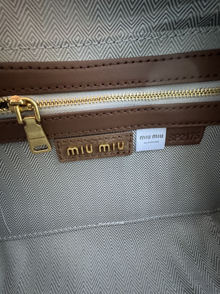 Сумка Miu miu міу високої якості натуральна замша шоколадного кольору