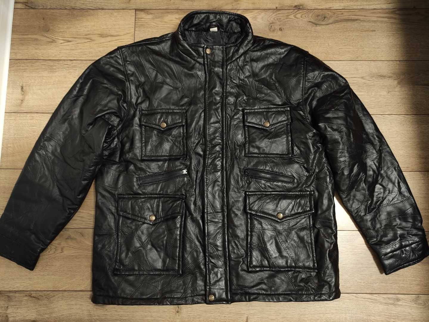 Piquadro куртка xxl 54 чорна шкіряна натуральна чоловіча осіння мужска