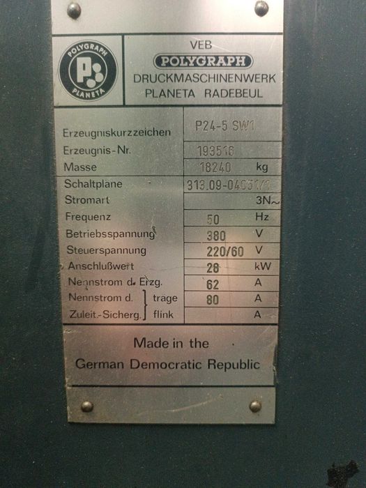 Máquina Impressão Offset Planeta 2 cores