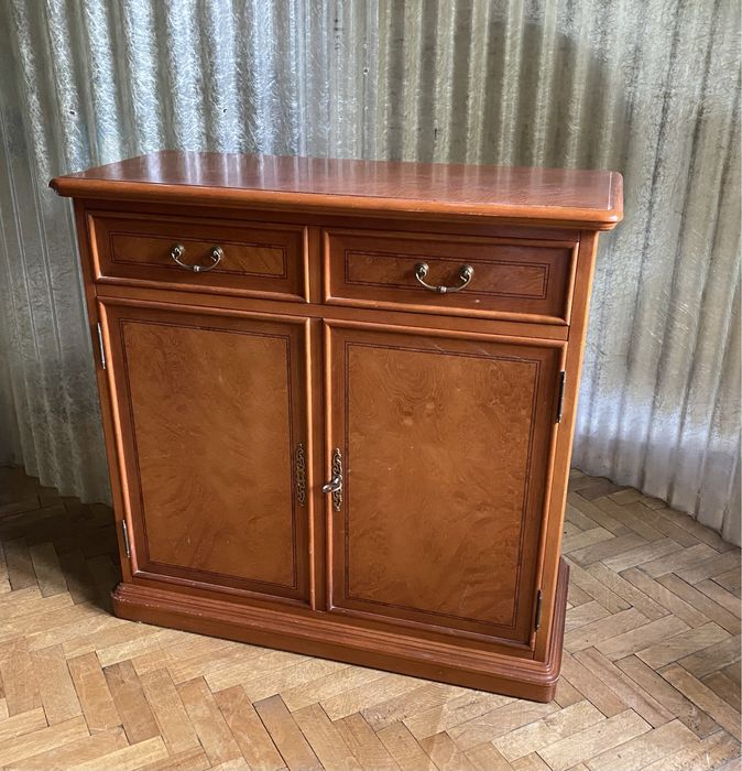 Komoda etazerka konsola drewniana retro stara intarsja czeczot