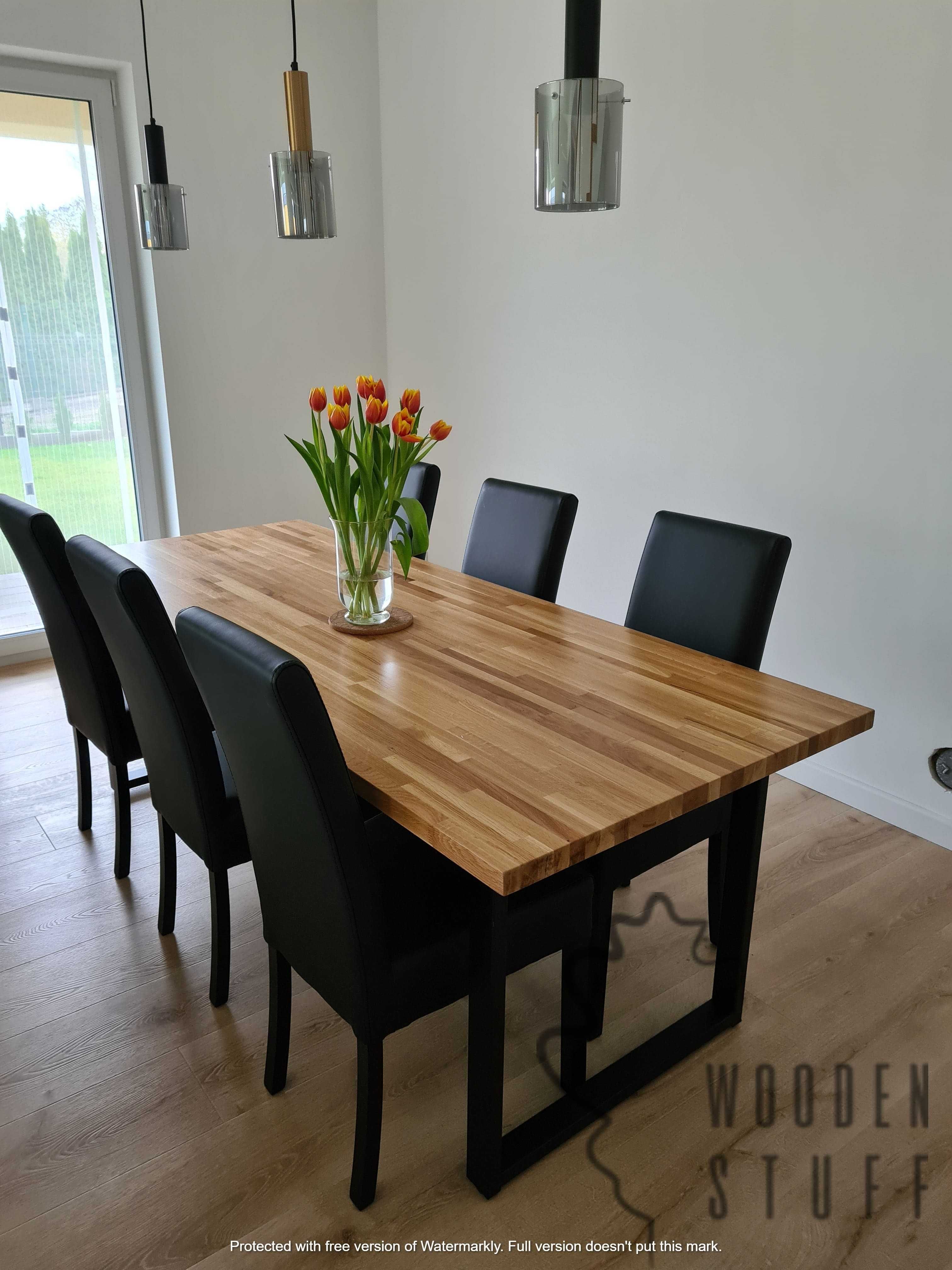 Dębowy stół do restauracji na jednej nodze stolik postument 60x60x3
