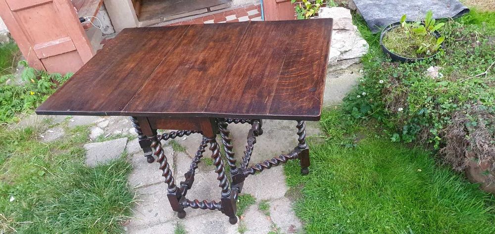 Rozkładany stół – styl vintage / barley twist, lite drewno