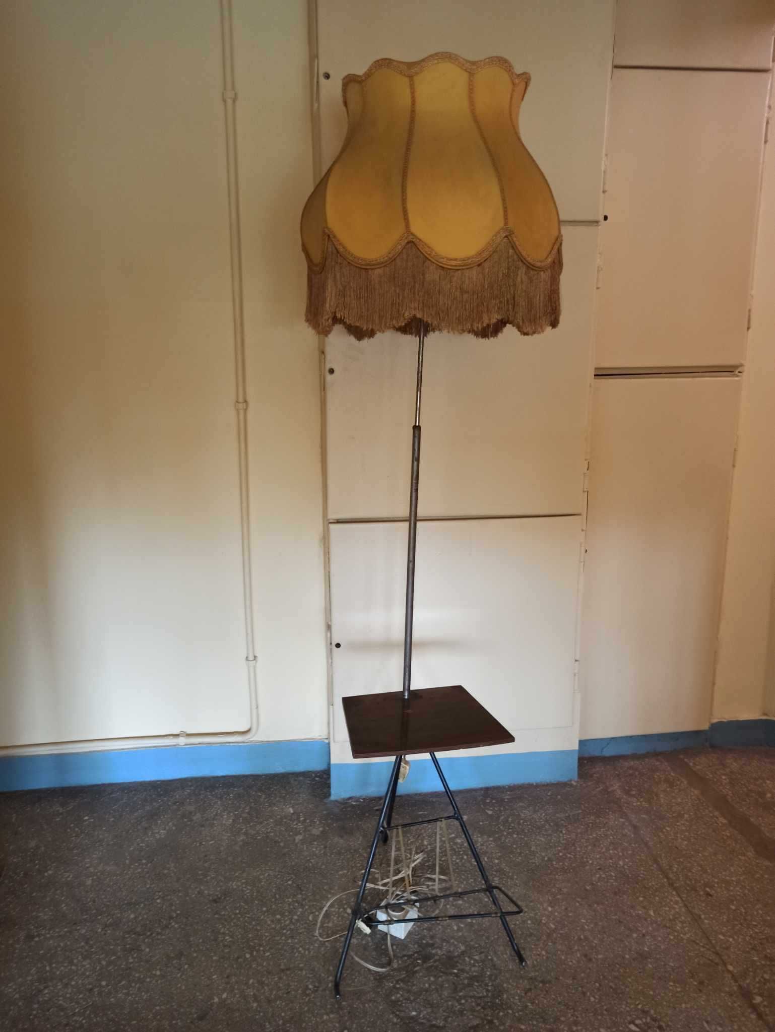 Lampa stojąca z abażurem PRL