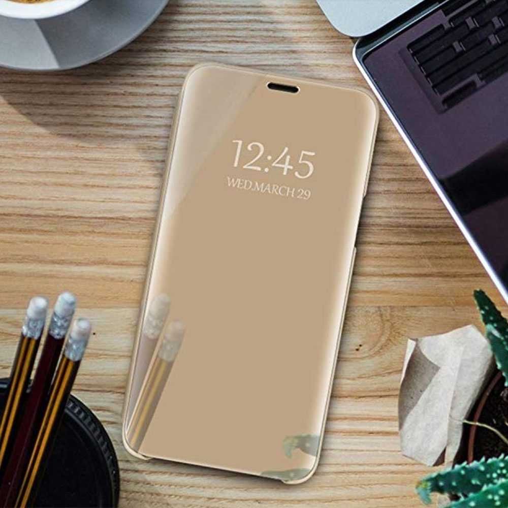 Etui z klapką Smart Clear View do Samsung Galaxy A41 kolor: złoty